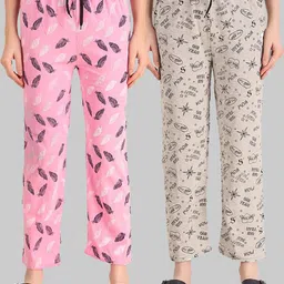 FIT N FAME Women Pack Of 2 Multicolor Printed Soft Cotton Pyjamas-picture-13
