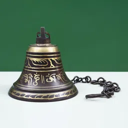Exotic India Black & Brown Buddhist Ritual Bell With Sacred Mantras-image-74
