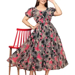 Anouk Floral Print Puff Sleeve Georgette Maxi Dress-picture-32