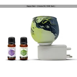 PEEPALCOMM 3Pc Green & White Marble-Printed Electric Aroma Oil Diffuser With Scented Oils-43