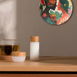 THE QUIRKY HOME Green & Orange-Coloured Printed Ceramic Wall Plate Decor-58