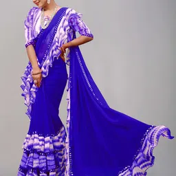 limtd Colourblocked Pure Georgette Block Print Saree image 3
