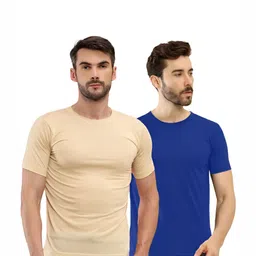 T.T. Men Pack Of 2 Solid Round Neck Slim Fit T-shirts-image-73
