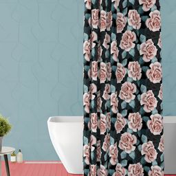 ArtzFolio Black & Pink Printed Water Proof Shower Curtain-image-99