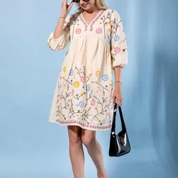 CORSICA Embroidered Puff Sleeve A-Line Dress-picture-24