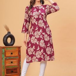 PURSHOTTAM WALA Floral Printed Tie-Up Neck Straight Kurta-image-12