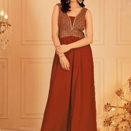 indo street Basic Jumpsuit with Embellished-25