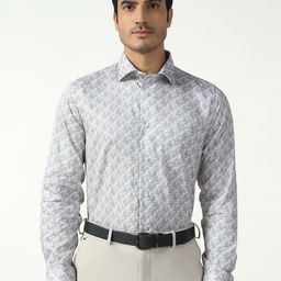 Blackberrys India Slim Fit Floral Printed Spread Collar Pure Cotton Formal Shirt-image-14