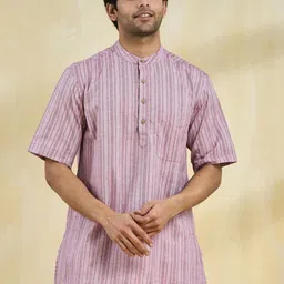 Fabindia Woven Design Mandarin Collar Cotton Straight Short Kurta-picture-55
