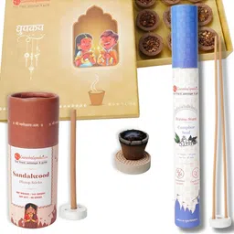 GaneshaSpeaks 95-Pcs Brown Wooden Dhoop Cup Dhoop Stick & Incense Stick-image-68