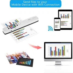 microware Wifi 1050DPI High Speed Portable Wand Document Images Scanner A4 Size Cordless Portable Scanner image 3