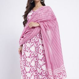 Anouk Rustic Floral Printed V-Neck Straight Kurta with Trousers & Dupatta-picture-27