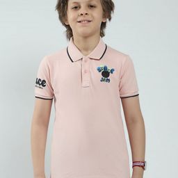 Monte Carlo Boys Printed Polo Collar Pure Cotton Applique T-shirt-image-81