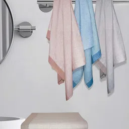 Athom Living 6-Pcs Peach & Grey 210 GSM Bath Towel-3