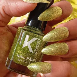 KINDED Topper Coat Glitter Textured Nail Polish- 9 ml- Glitz Kiwi Green 46-27
