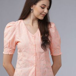 Tokyo Talkies Women Ethnic Motifs Printed V-Neck Top-image-83