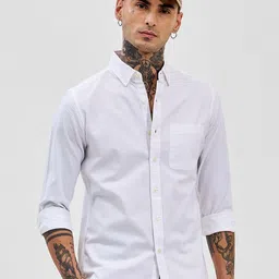 Snitch Men Classic Fit Button-Down Collar Solid Cotton Formal Shirt-image-62