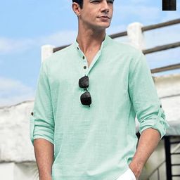 Yugnik Selection Of 2 Cotton Mandarin Collar Slim Fit Short Kurta-image-15
