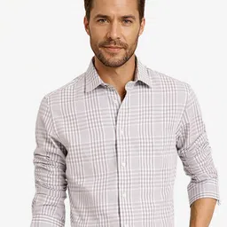RARE RABBIT Men Comfort Spread Collar Checked Cotton Oversized Casual Shirt-image-21