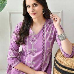 PHYSIL Women Geometric Printed Daily Cotton Straight Kurta-image-4