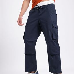 glitchez Men Urban Utility Contrast Waistband Super Loose Fit Cargos-image-92