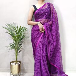 V3 FASHION STUDIO Ethnic Motifs Beads and Stones Brasso Saree-image-75