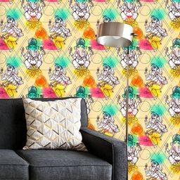 ArtzFolio Printed UV-Resistant Anti-Bacterial Hindu God Ganesha Peel & Stick Wallpaper-image-74