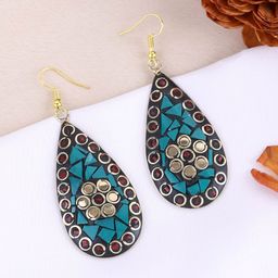 Anouk Gold Plated Cubic Zirconia Studded Teardrop Shaped Drop Earrings-11