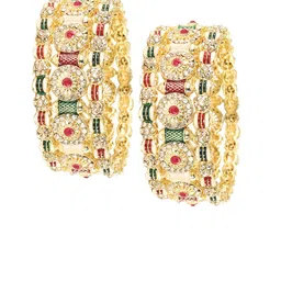 ZULKA Set Of 6 Gold-Plated Zircon Diamonds-Studded Bangles image 2