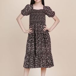YK Women Puff Sleeve Crepe Fit & Flare Midi Dress-picture-12