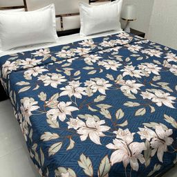 Pure Decor Blue & Brown Floral Microfiber AC Room 300 GSM Double Bed Comforter-image-68