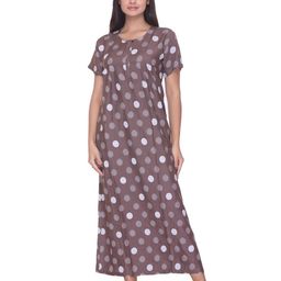 FIRST SLEEP Women Geometric Printed Pure Cotton Maxi Nightdress-picture-43