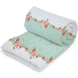 IVAZA Green & White Floral Microfiber AC Room 210 GSM Double Bed Comforter-image-56