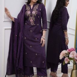 Moda Rapido Floral Embroidered Thread Work Kurta With Trousers & Dupatta-picture-45