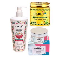 CARET ORGANIC Set Of 3 Total Moisture Body Lotion With Aloevera Gel & Daily Radiance Cream-17