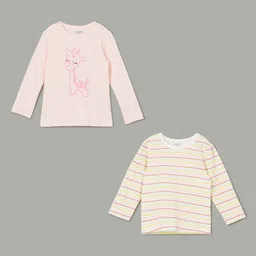 Juniors by Lifestyle Girls Floral Drop-Shoulder Sleeves Monochrome Applique T-shirt-image-74