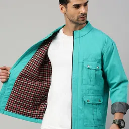 VOXATI Men Longline Denim Jacket with Patchwork-picture-10