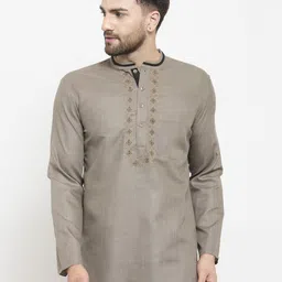 Arch element Mandarin Collar Pure Cotton Short Kurta-image-10