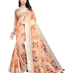 J 6 DESIGNER Women Floral Printed Zari Block Print Saree-picture-22