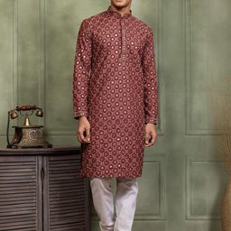 PulseIQ Men Embellished Cotton Straight Kurtas-picture-33