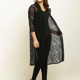 ADDICTED ATTIRE Self Design Longline Open Front Shrug image 2