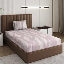 Monte Carlo Pixel Beige & Lavender Printed 120 TC Single Bedsheet Set 1.52 m x 2.30 m-51