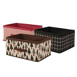 Kuber Industries Black & Pink 3 Pieces Printed Multi-Utility Organisers-38