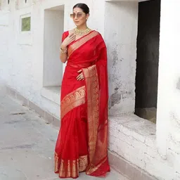 Anjaneya Sarees Zari Silk Blend Banarasi Saree-image-85
