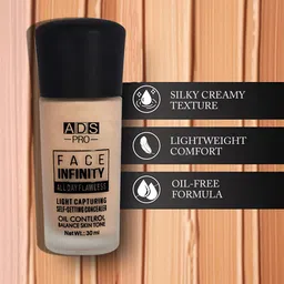 A.D.S Face Infinity Full Coverage Matte Finish Liquid Foundation - 30 ml - Shade -01 image 2