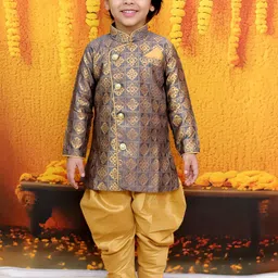 BownBee Printed Full Sleeve Sherwani Set-picture-17