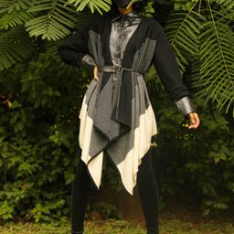KHALEEJ Striped Woollen Longline Poncho-picture-36