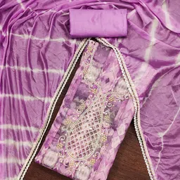SHADOW & SAINING Geometric Printed Beads and Stones Semi-Stitched Dress Material-image-76