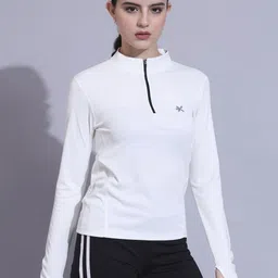 HRX by Hrithik Roshan Women Colourblocked Henley Neck Pockets Slim Fit T-shirt-picture-37