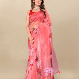 Anouk Floral Printed Organza Saree-11